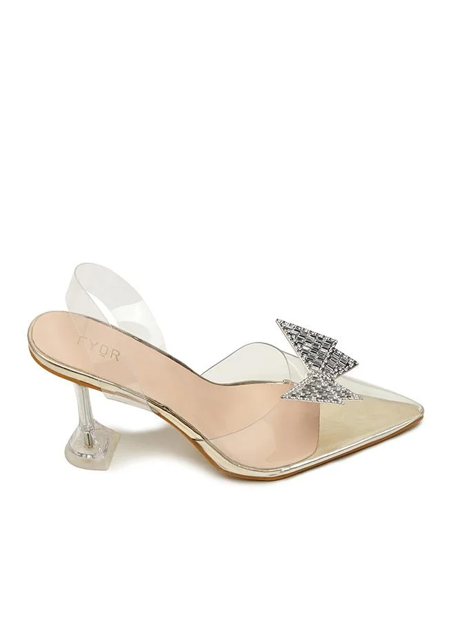 فايور Diamante Butterfly Clear Heeled Mules, XJD 05